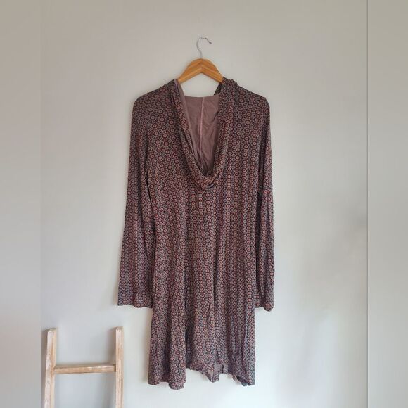 Johnny Was brown and teal printed hooded button up jersey dress in siz… - Picture 2 of 16